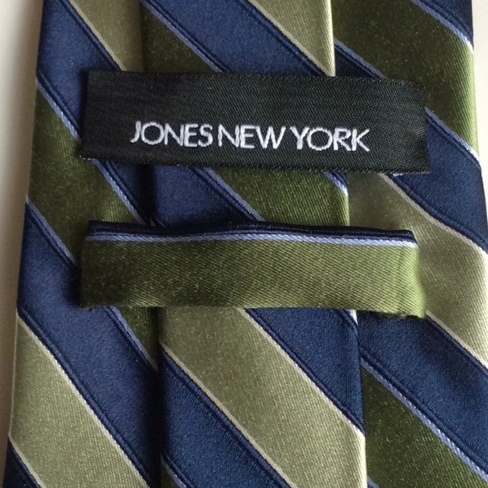 Jones New York Green & Blue Striped Silk Tie - Picture 5 of 7